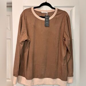 Brown and Cream Long Sleeve Top